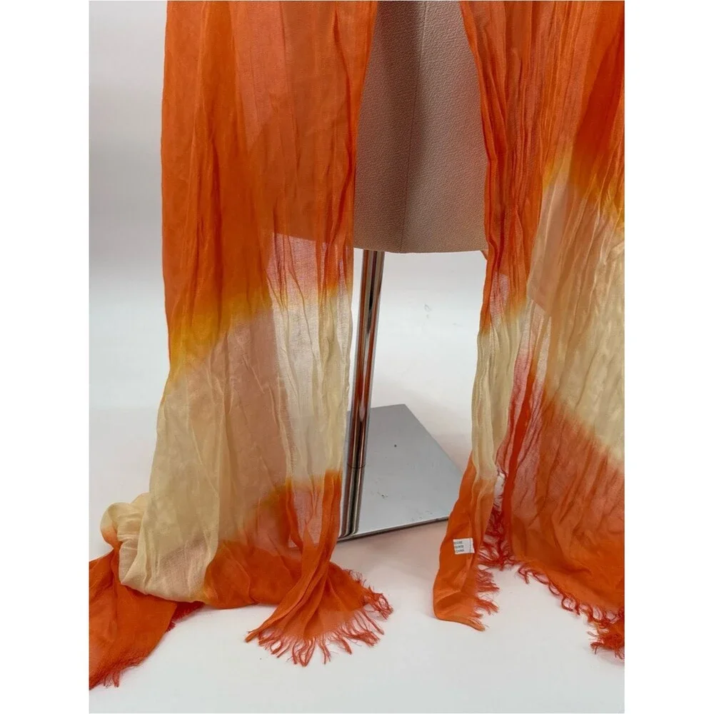 Unbranded Orange Ombre Scarf Accessory Overlay Shawl Fringe Boho Beach